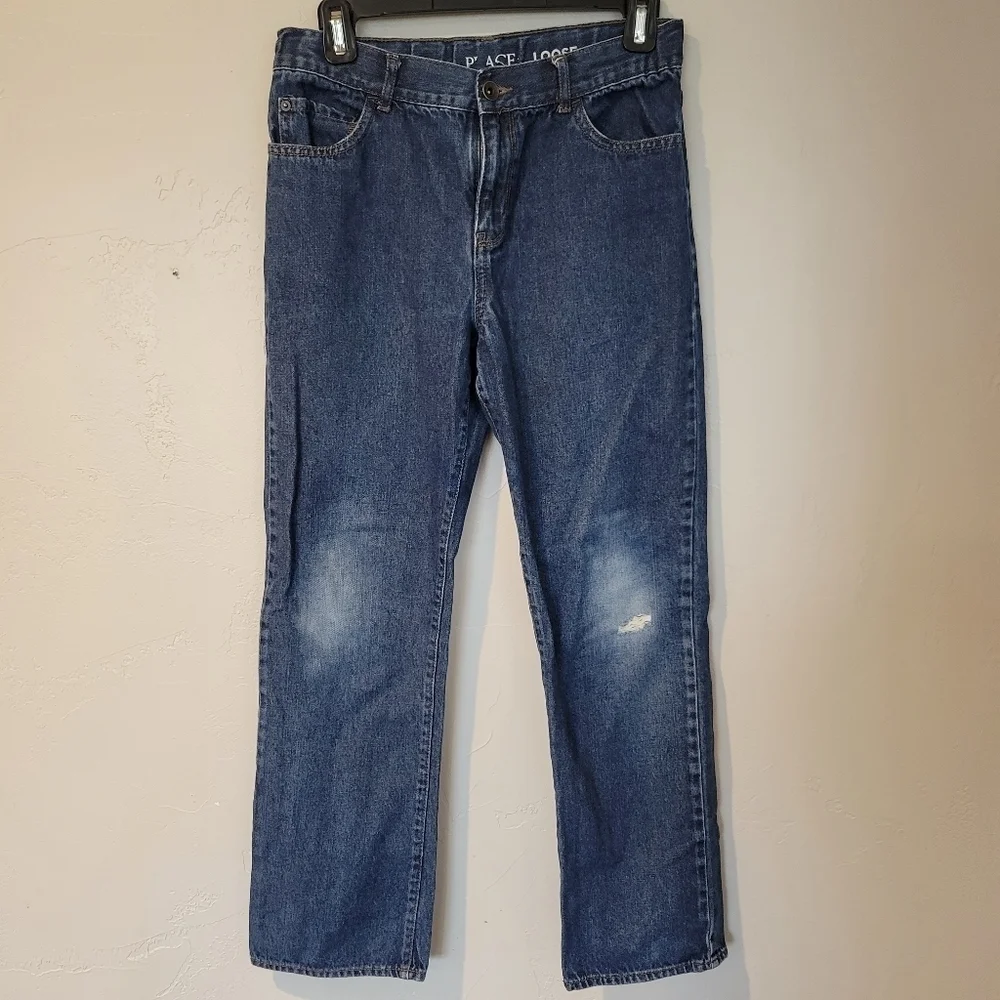 The Children's Place Loose Fit Dark Wash Jeans Adjustable Waist Big Boys 16